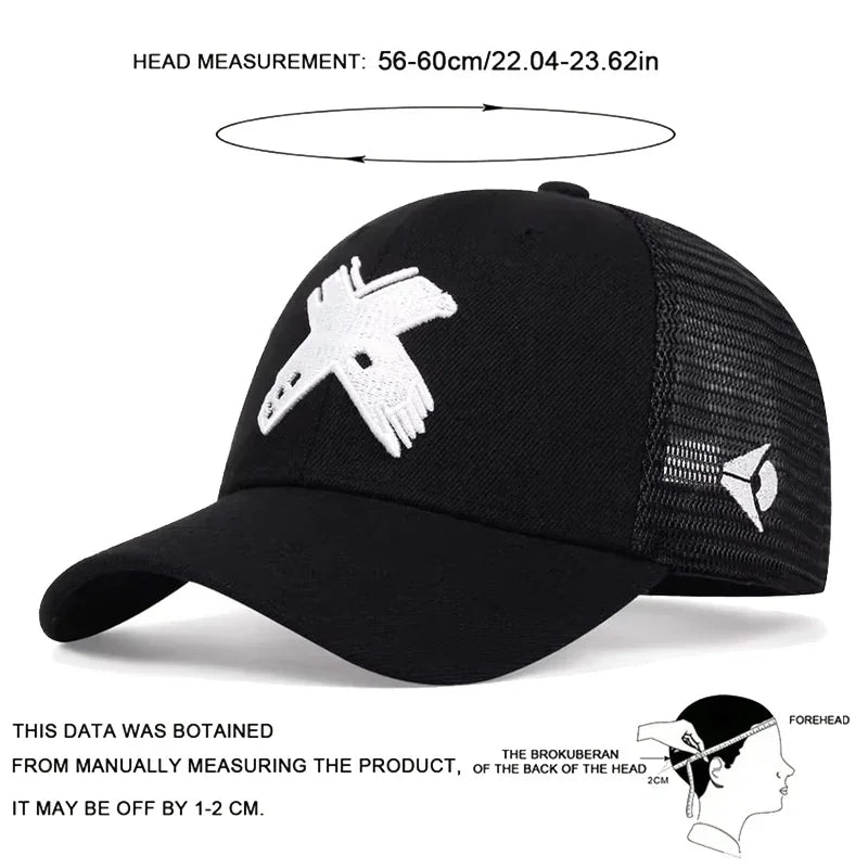 Unisex X Letter Embroidery Baseball Net Caps Spring Summer