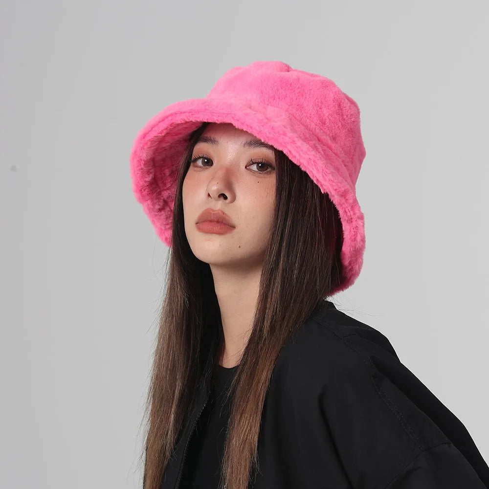 Funny Fashion Autumn Winter Leopard Fur Bucket Hat