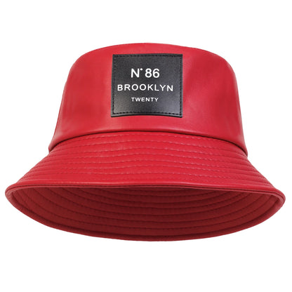 Unisex N86 Label Personality Pu Leather Bucket Hats