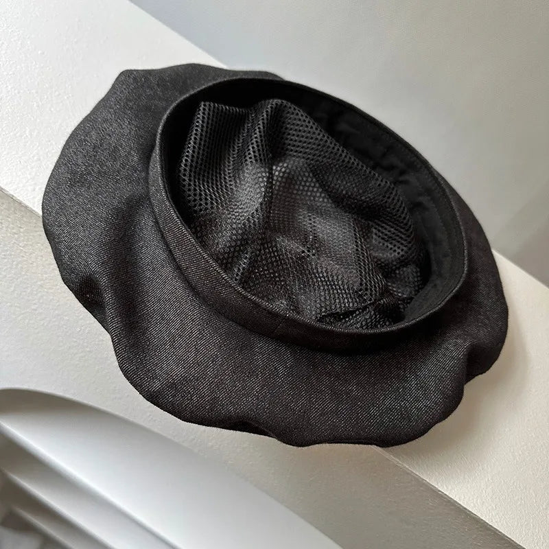 Spring Summer Yellow Linen Beret Korean Style Literary Painter Cap