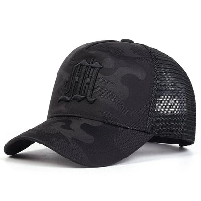 Unisex M Letter Embroidery Camouflage Baseball Net Caps