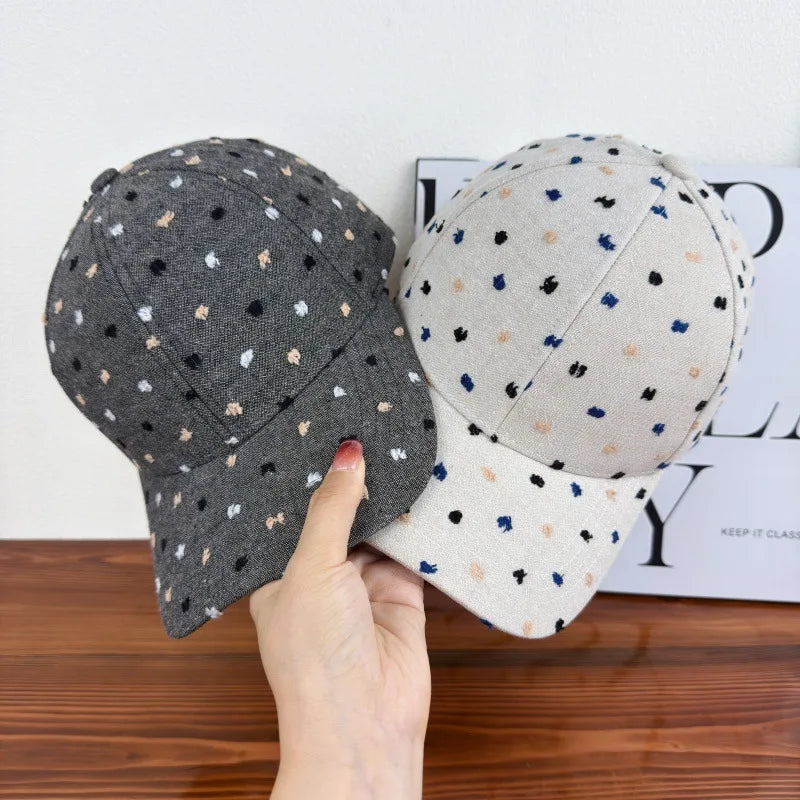 Retro Embroidered Colorful Dot Baseball Cap