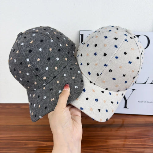 Retro Embroidered Colorful Dot Baseball Cap