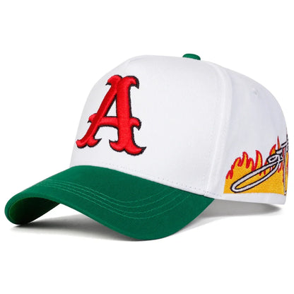 Unisex A Letter Embroidery Side Flame Baseball Caps Outdoor