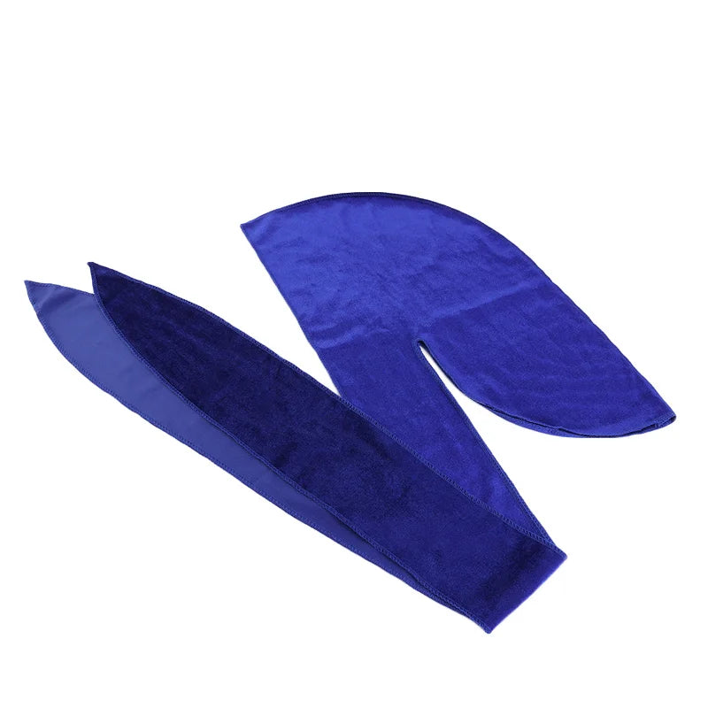 New Unisex Velvet Durags Bandana Turban Hat Men Women Breathable Long Tail