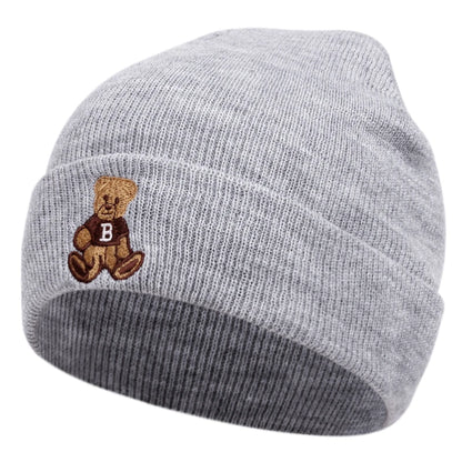 Little Bear Knitted Hat, Bean Hat, Outdoor Winter Hat Embroidered Ski Hat
