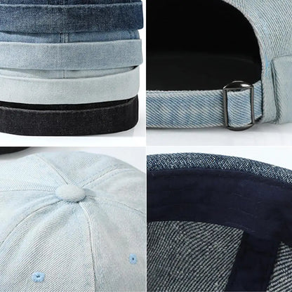 Fashion Cotton Brimless Hat Men Women Adjustable Docker Cap Retro Skullcap Melon Cap