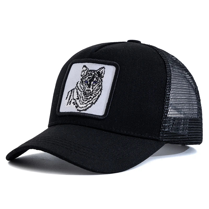 Unisex Baseball Cap Wolf Embroidery Patch Pattern Caps Men Women Summer