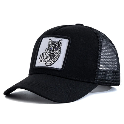 Unisex Baseball Cap Wolf Embroidery Patch Pattern Caps Men Women Summer