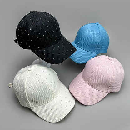 New Flash Rhinestone Simple Streetwear Women Baseball Hats