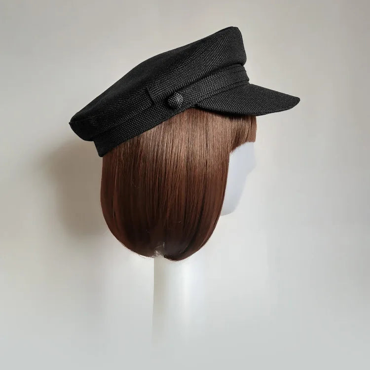 Summer Preppy Style Linen Navy Cap For Men Women Outdoor