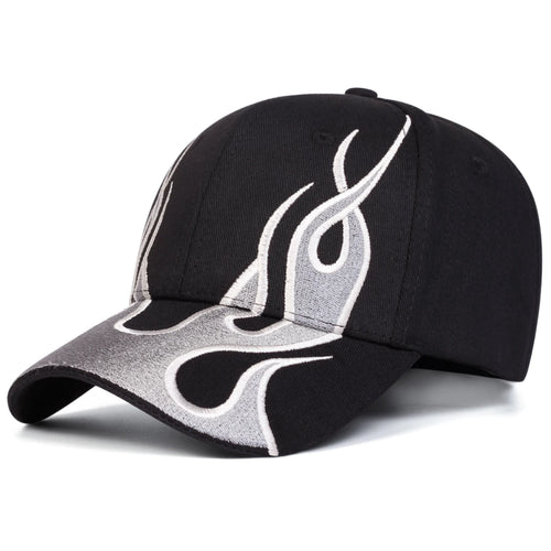 Unisex Flame Embroidery Baseball Caps Spring and Autumn