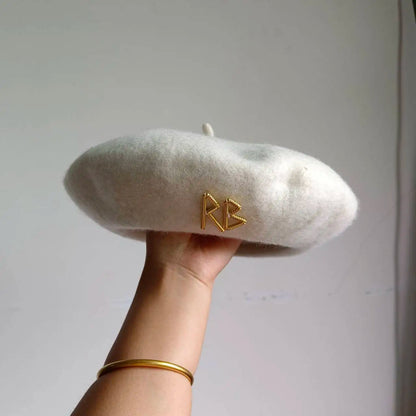 Women's French Beret English Letters Autumn And Winter Wool Hat