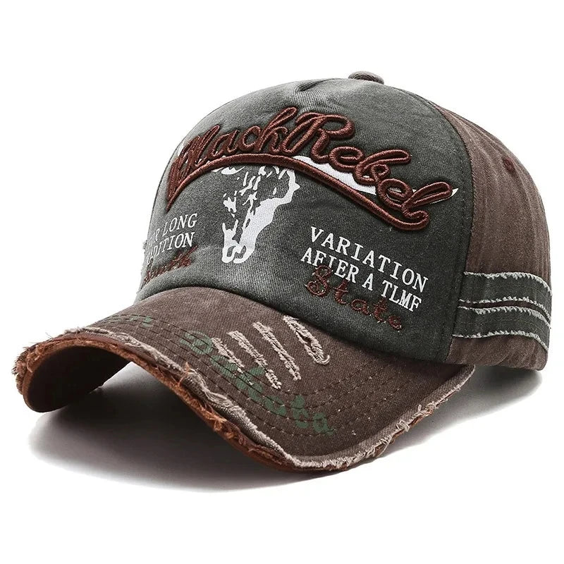 Unisex Washed Cotton Vintage Cap Letter Embroidery Baseball Cap