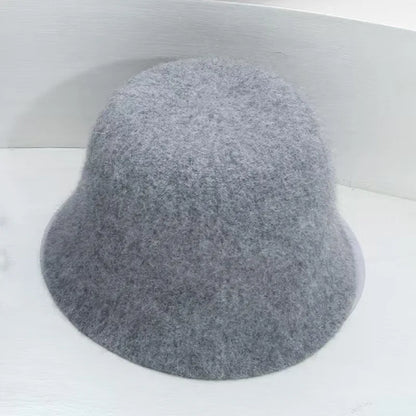 High Quality Double-Sided Wear Beanie Women Pure Wool Angora Rabbit Bucket Hat