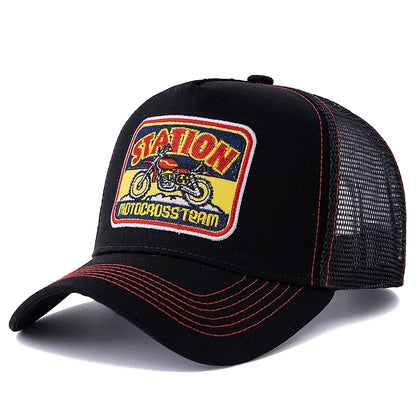 Unisex Mesh Classic Motorcycle Pattern Breathable Summer Baseball Cap