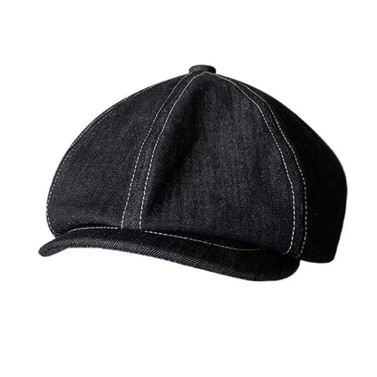 High Quality Newsboy Caps Men Women Black Beret British Gatsby Cap Spring Autumn Denim Fabric Hat