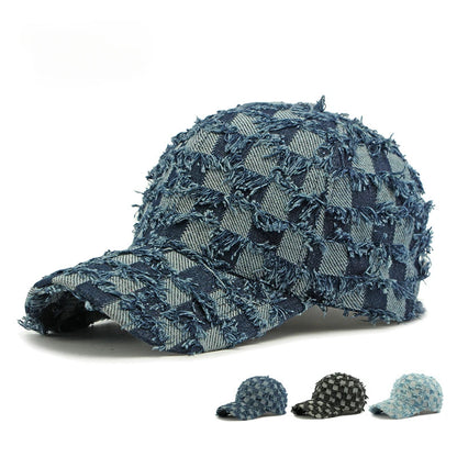 Fashion Washed Denim Hard Top Baseball Cap Women's