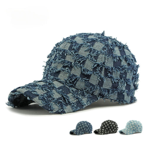 Fashion Washed Denim Hard Top Baseball Cap Women's