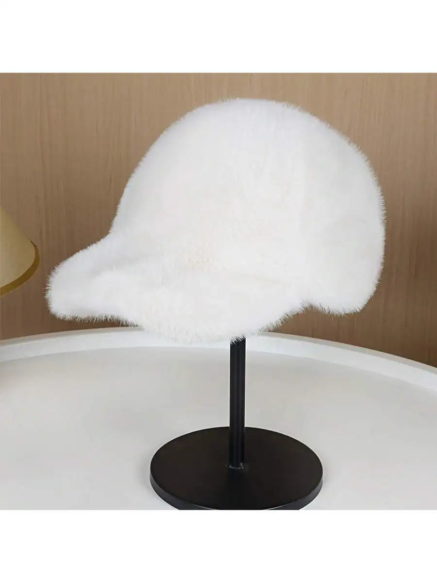 Women's Plush Faux Fur Baseball Cap