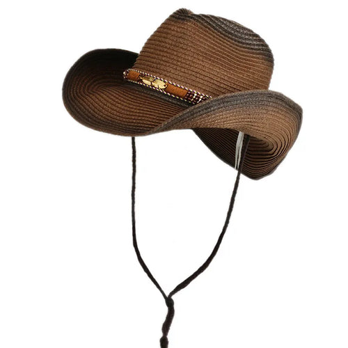 Women Men Cowboy Hat Summer Wide Brim Western Cowgirl Straw Hats