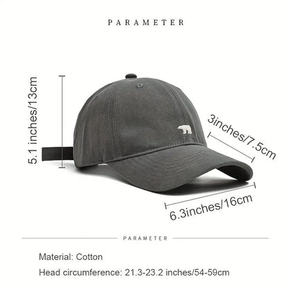 Stylish Bear Embroidered Baseball Cap Hat Men Women Unisex Baseball Cap