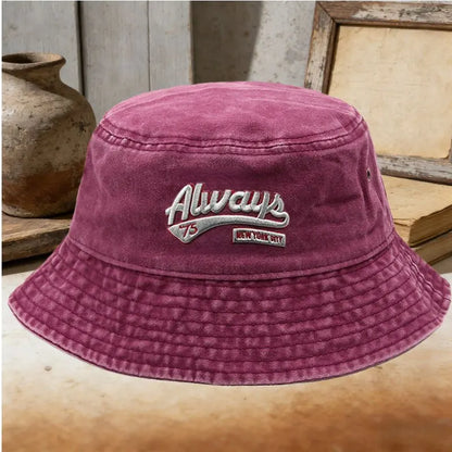 Unisex Casual Always 73 Embroidered Washed Bucket Hat