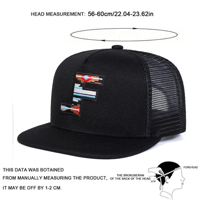 Unisex F Letter Embroidery Hip-hop Net Hats Spring and Summer Sports Cap