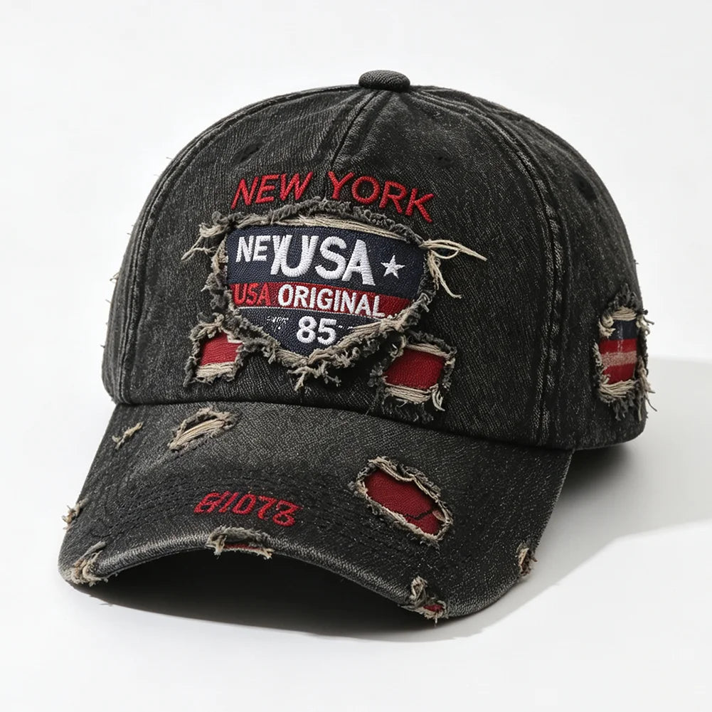 New USA Letter Embroidered Washed Distressed Baseball Cap