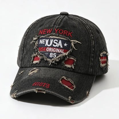 New USA Letter Embroidered Washed Distressed Baseball Cap