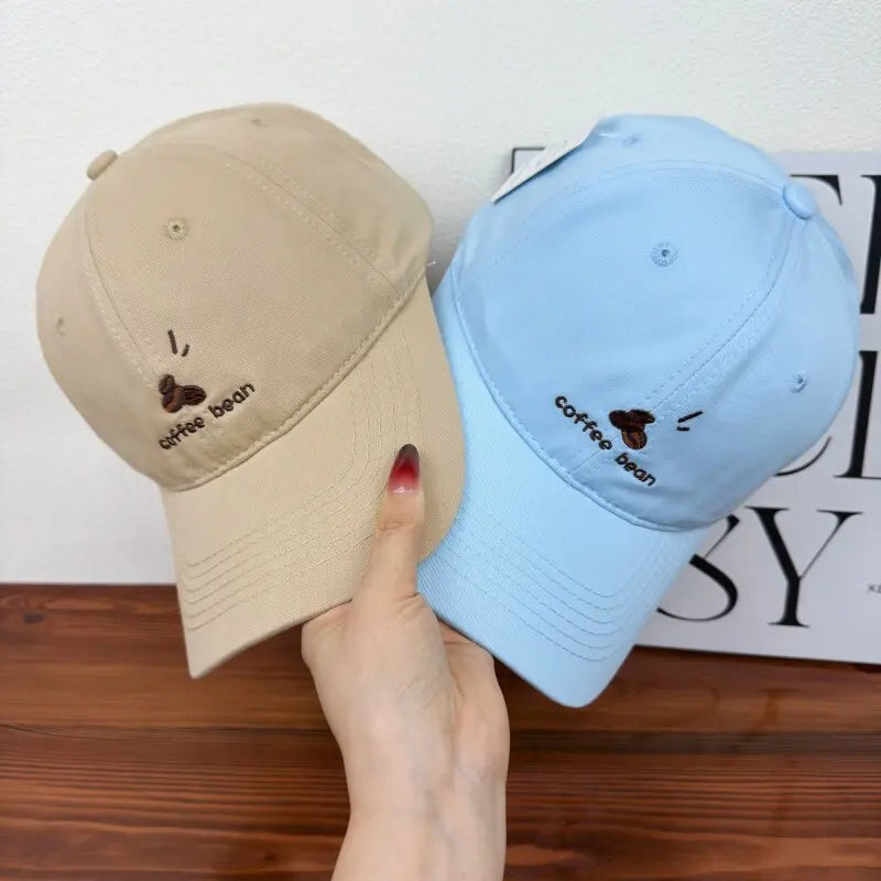 Embroidered Coffee Bean Pattern Baseball Cap for Men Women Spring Summer