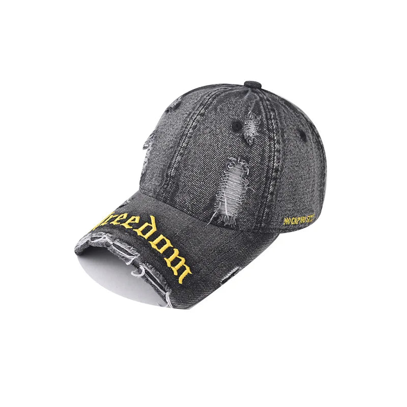 Fashion Denim Baseball Cap Distressed Vintage Cotton