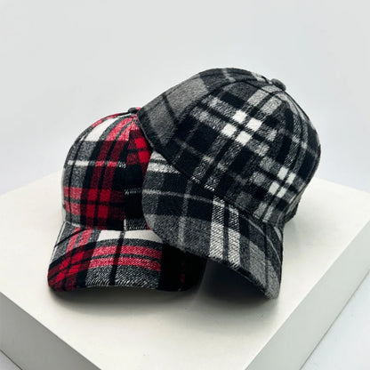 New Unisex British Style Plaid Color Block Baseball Hats