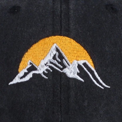 Vintage Mountain Sunrise Embroidered Washed Baseball Cap