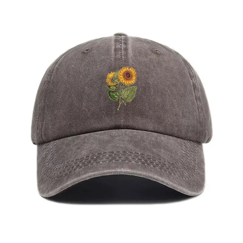 Trendy Sunflower Embroidery Snapback Cap
