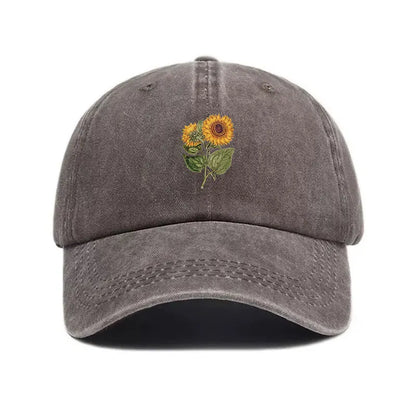 Trendy Sunflower Embroidery Snapback Cap