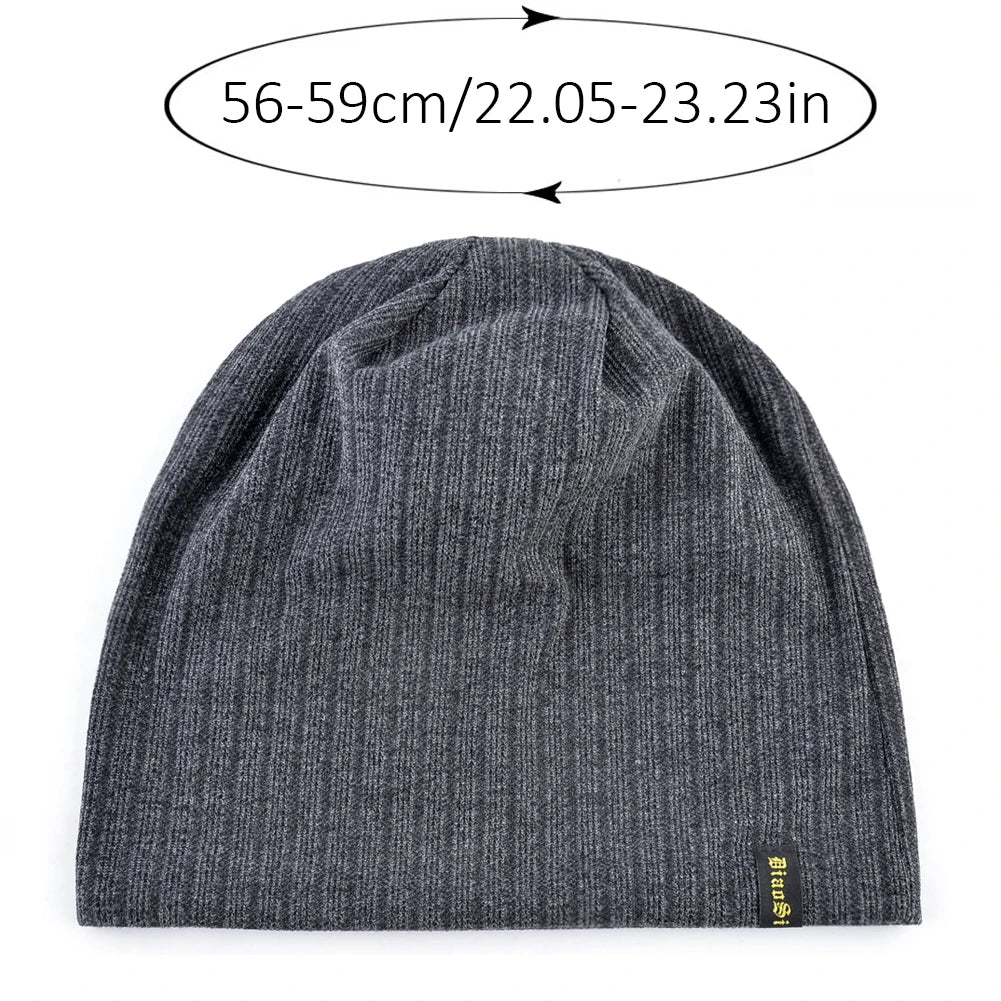 Double Lined Ribbed Slouch Beanie Hat For Men Women