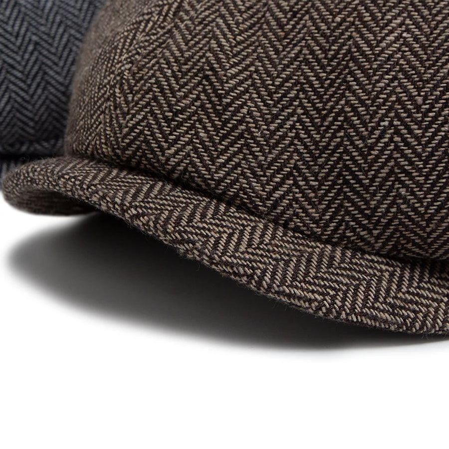 Herringbone Newsboy Caps Men Autumn Winter
