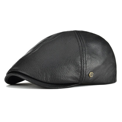 Lambskin Leather Ivy Newsboy Caps 6 Panel Cabbie Beret Hat