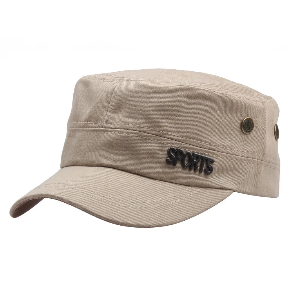 Men's Flat Top Army Baseball Cap Women Spring Solid Cotton Military Tactical Snapback