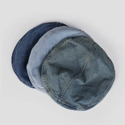Women's Artistic Style Retro Washed Cotton Denim Beret Hat