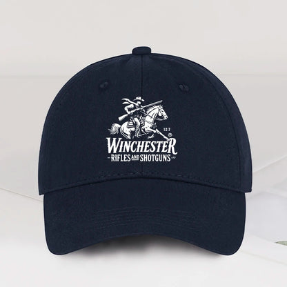 Winchester Cowboy Logo Print Soft Top Baseball Cap Soft Comfortable Adjustable Retro Western Style