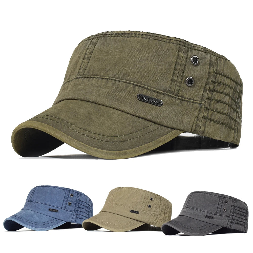 Four Seasons Washed Cotton Flat Caps Men Women