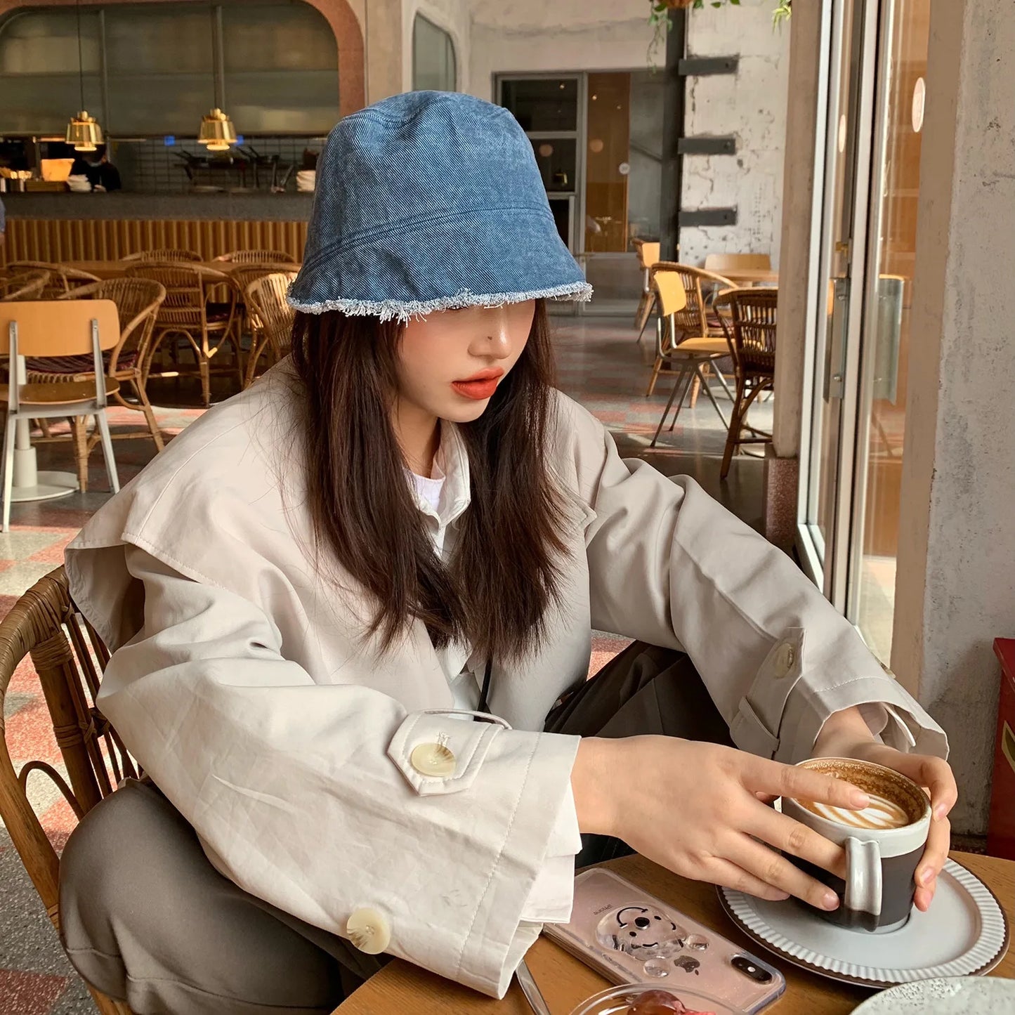 Retro Denim Washed Bucket Hat For Women Fashion Bob