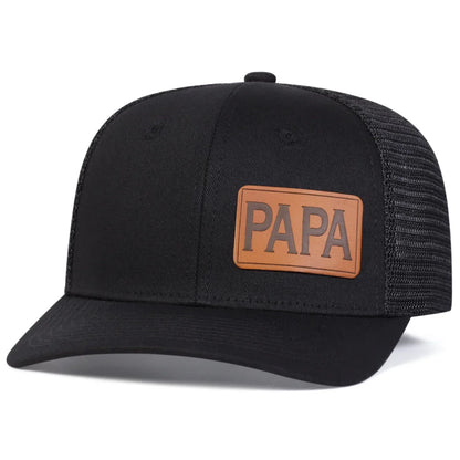 Unisex Brown PAPA Leather Label Baseball Net Caps Spring Summer