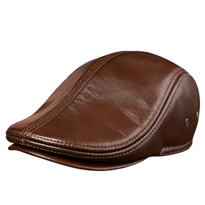 Genuine Leather Beret Hat For Men Warm Windproof Winter Cap