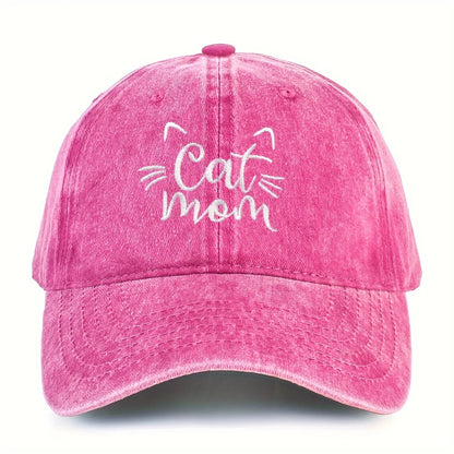 Ladies Embroidered Cat Mom Baseball Cap