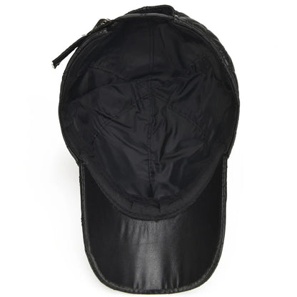 2025 Spring Genuine Sheepskin Leather Black Baseball Caps