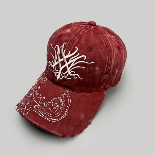 Vintage Washed Punk Hip Hop Dad Hat Embroidered Classic Style Baseball Cap Trendy Retro Fashion Accessory