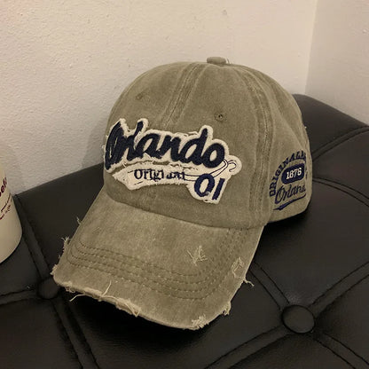 American Retro Old Baseball Cap Soft Top Big Head Circumference Showing Face Small Cap Outdoor Letter Embroidered Sun Hat